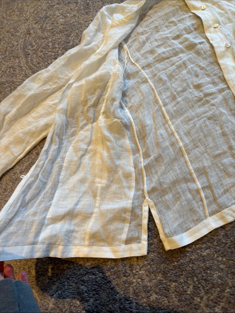 Massimo Dutti White Pintuck Button-Down Shirt with pockets in S - Picture 5 of 9